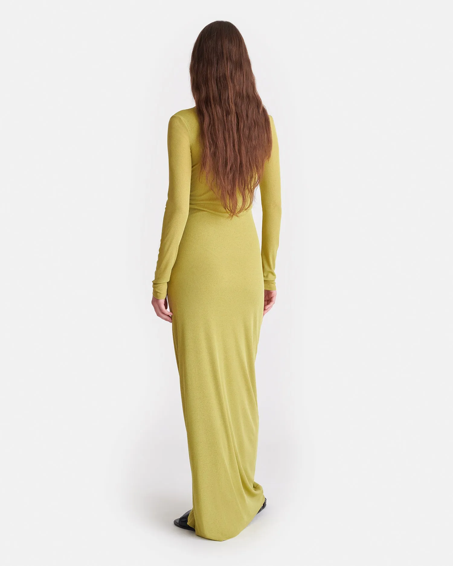 Rozal - Draped Mesh Jersey Maxi Dress - Pistachio sold by Nanushka product image thumbnail 2