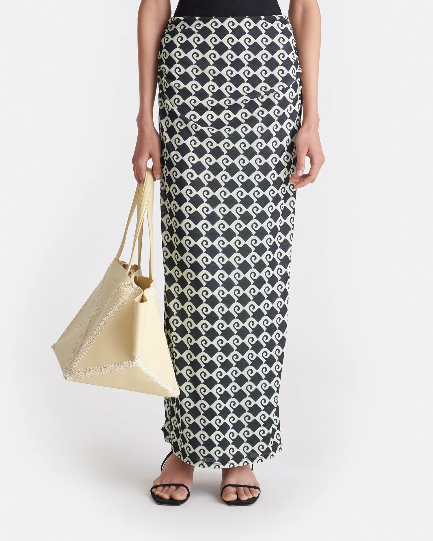 Norine - Ruched Mesh-Jersey Midi Skirt - Diamond Check sold by Nanushka product image thumbnail 3