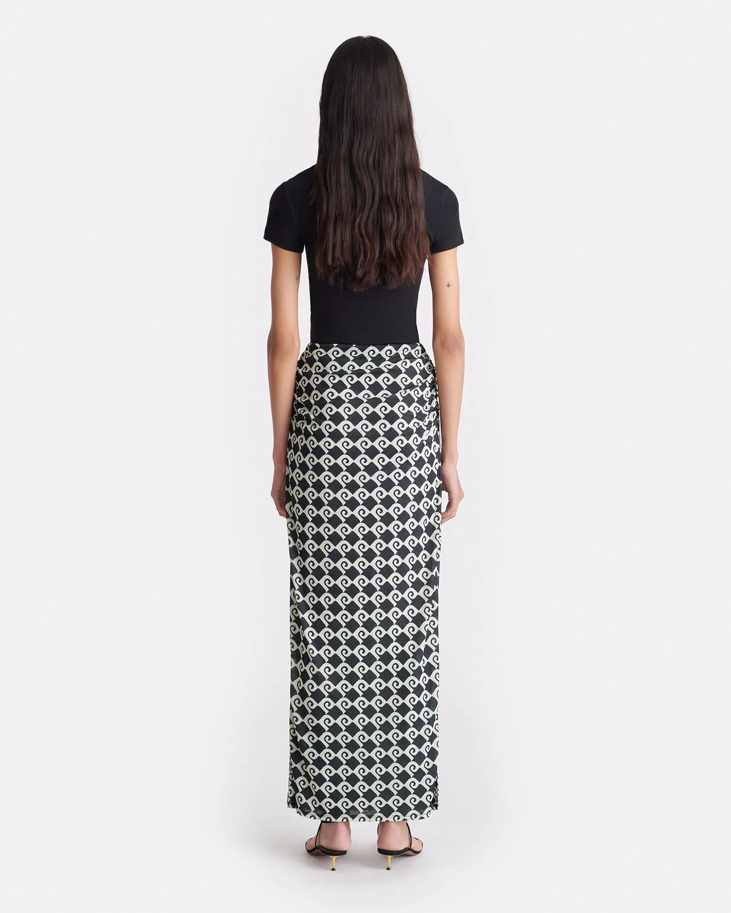 Norine - Ruched Mesh-Jersey Midi Skirt - Diamond Check sold by Nanushka product image thumbnail 2