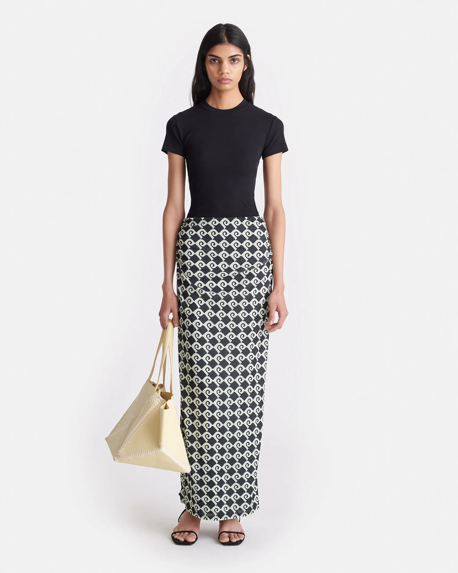 Norine - Ruched Mesh-Jersey Midi Skirt - Diamond Check sold by Nanushka