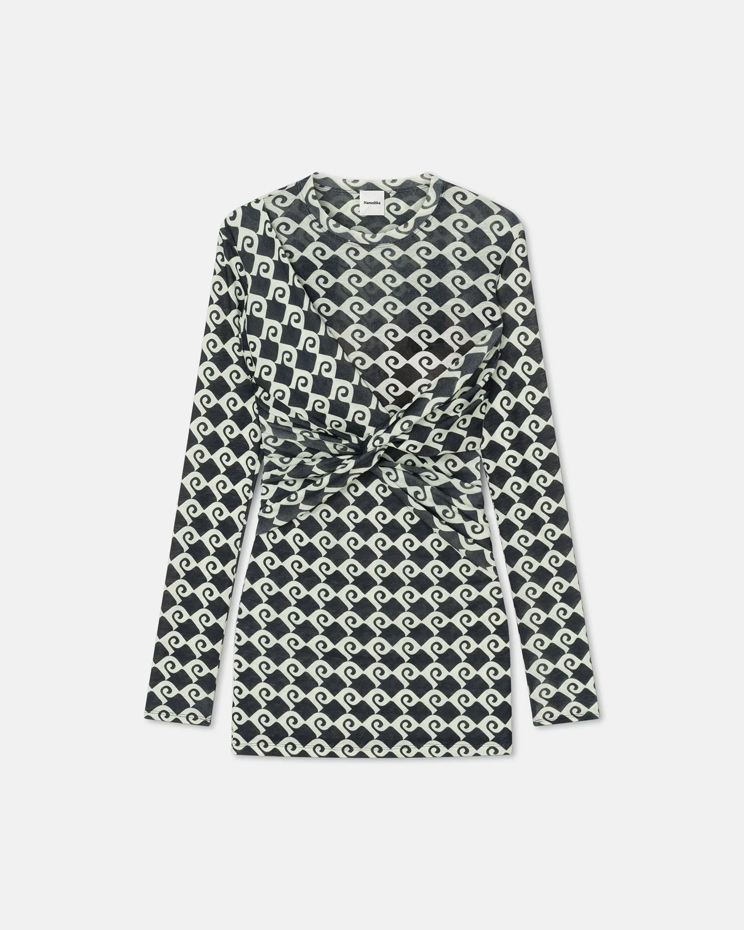 Hestiah - Printed Mesh Jersey Mini Dress - Diamond Check sold by Nanushka