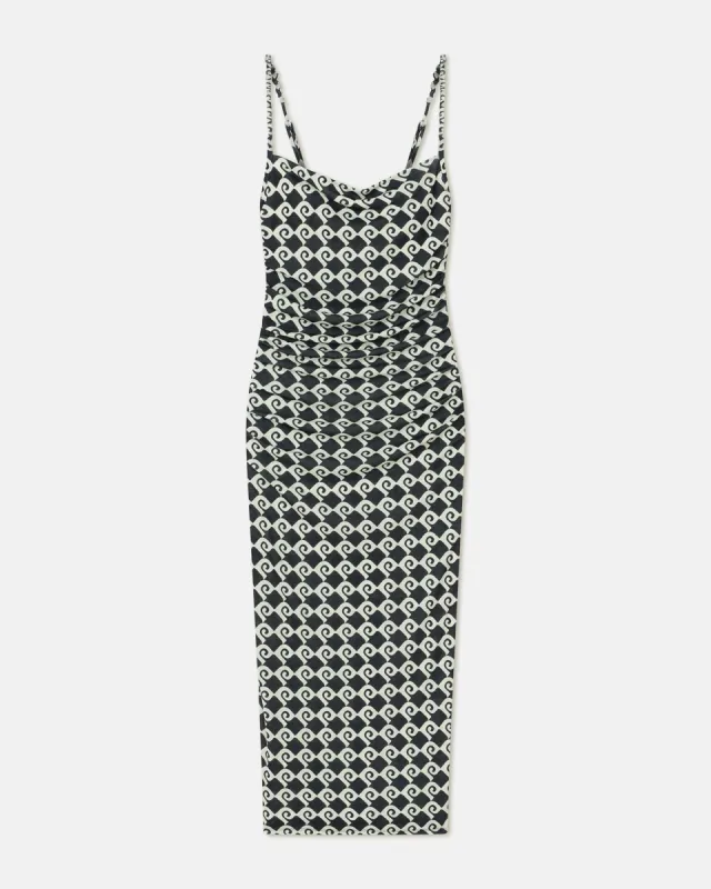 Alexa - Mesh Jersey Midi Dress - Diamond Check sold by Nanushka