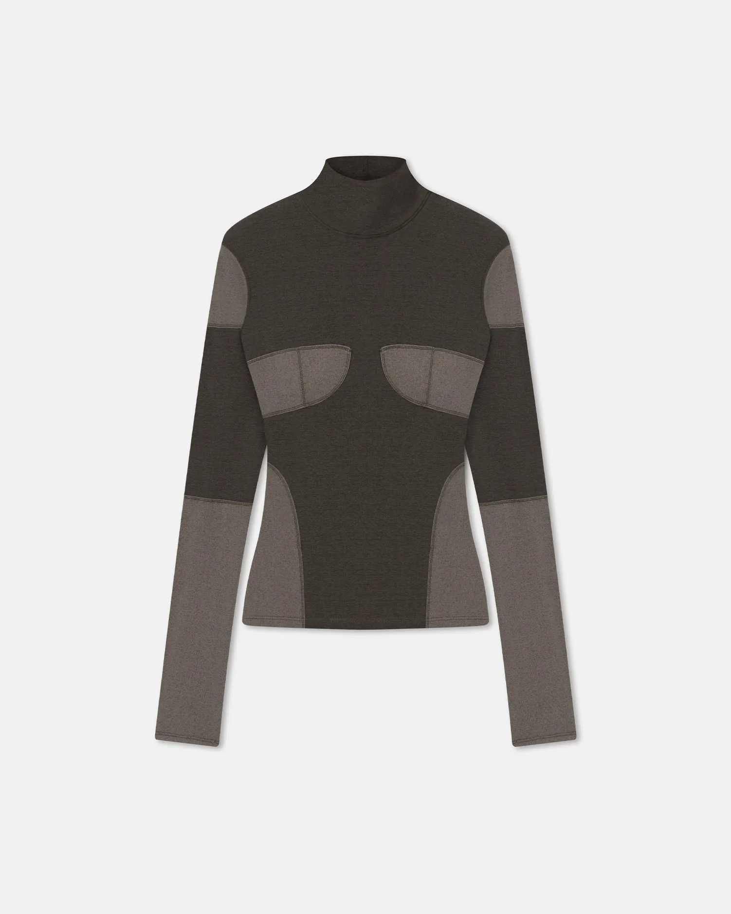 Klaris - Patchwork Jersey Top - Dark Moss/Fossil Grey sold by Nanushka product image thumbnail 4