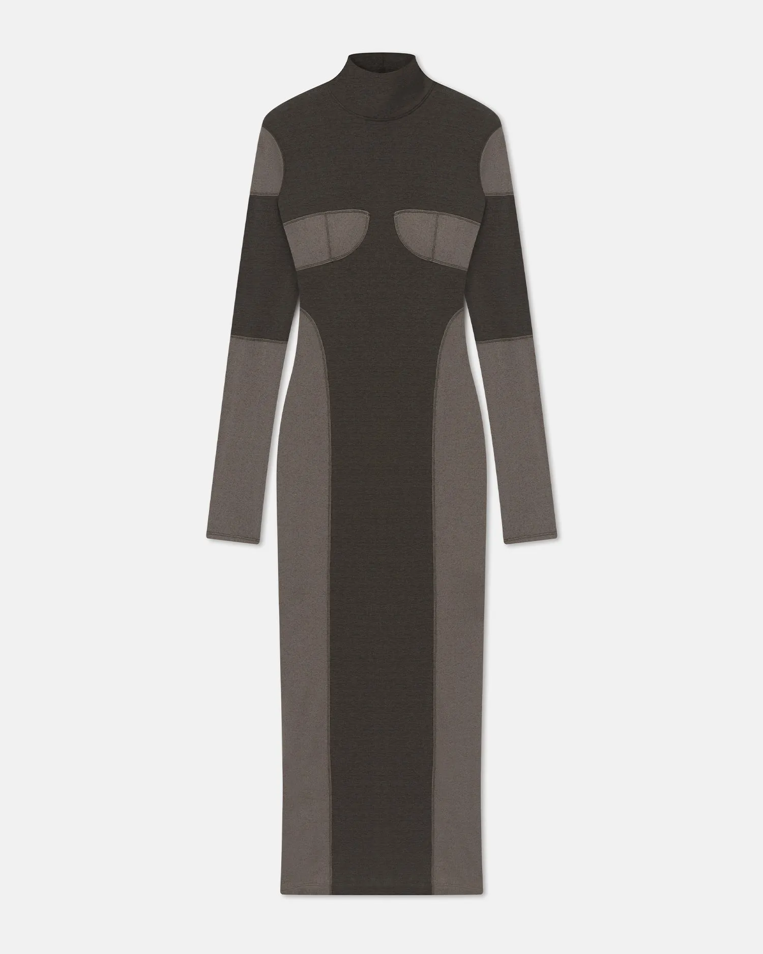 Imelda - Patchwork Mesh Jersey Midi Dress - Dark Moss/Fossil Grey sold by Nanushka product image thumbnail 4