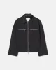 Malachi - Wool Twill and Regenerated Leather Jacket - Grey Melange/Black sold by Nanushka
