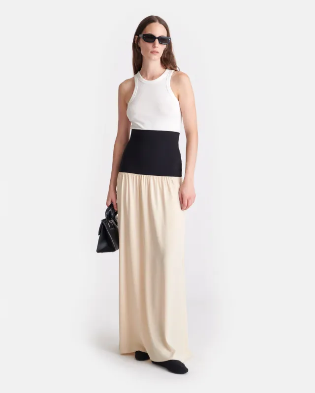 Ranee - Jersey and Georgette Maxi Skirt - Butter/Black sold by Nanushka