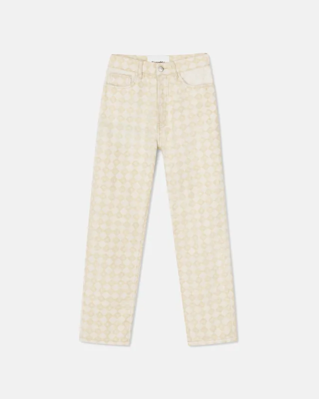 Kemia - Sale Straight Leg Trousers - Natural Monogram sold by Nanushka