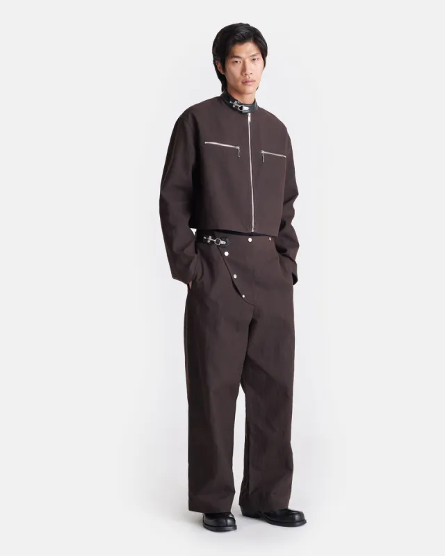 Petro - Cropped Wax Cotton Jacket - Dark Brown sold by Nanushka