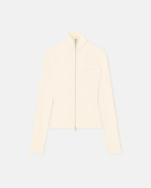 Abelia - Zip-Up Double Jersey Top - Creme sold by Nanushka