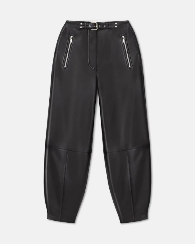 Jozefa - Regenerated Leather Biker Pants - Black sold by Nanushka