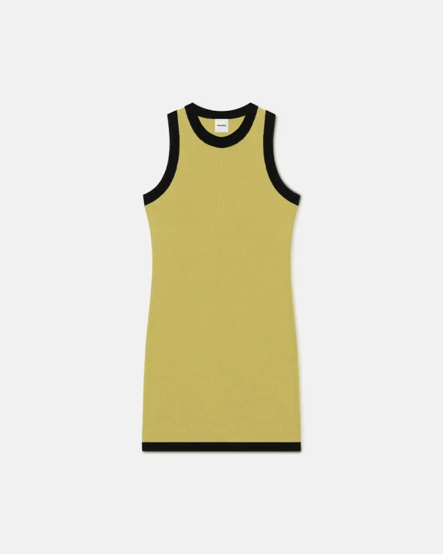 Lorett - Mesh Jersey and Merino Wool Mini Dress - Pistachio/Black sold by Nanushka