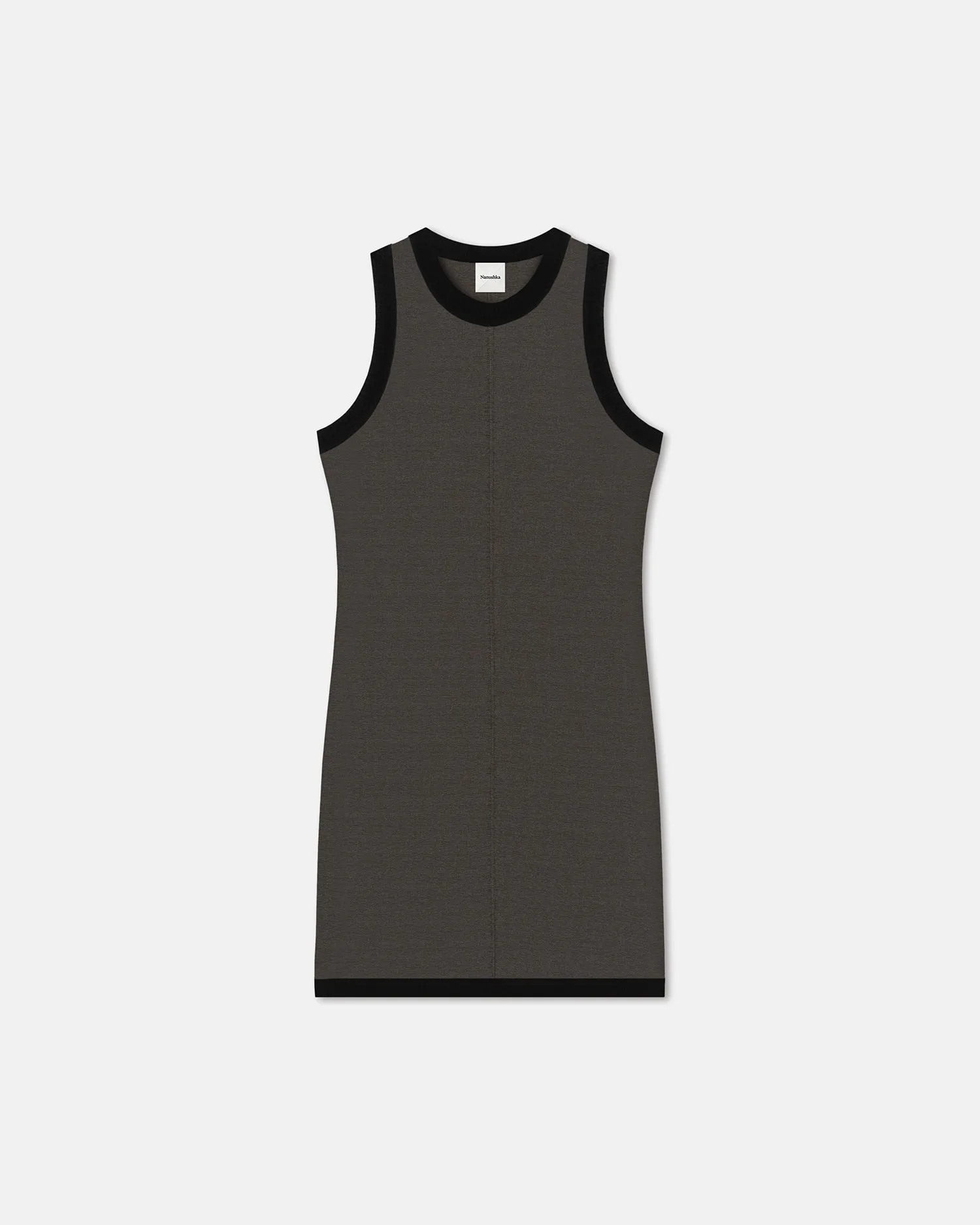 Lorett - Mesh Jersey and Merino Wool Mini Dress - Dark Moss/Black sold by Nanushka product image thumbnail 4