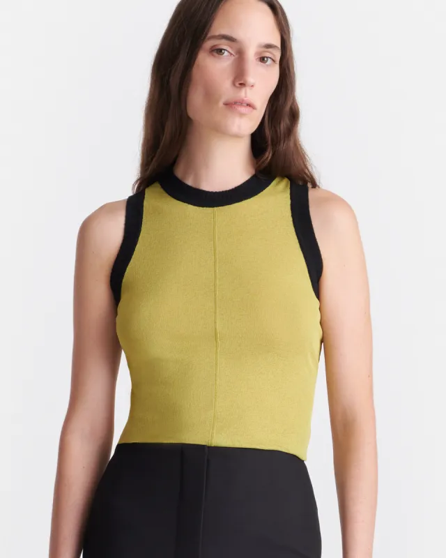 Denalie - Mesh Jersey Top - Pistachio/Black sold by Nanushka