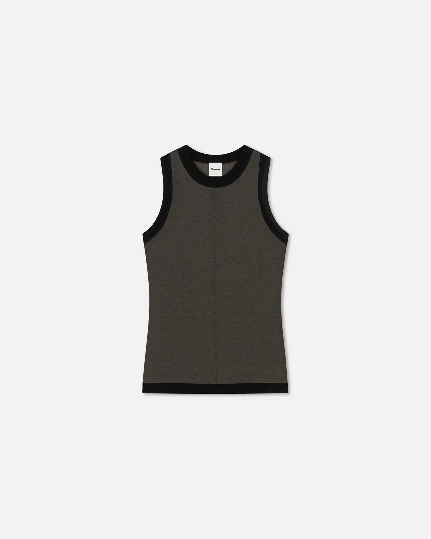 Denalie - Mesh Jersey Top - Dark Moss/Black sold by Nanushka product image thumbnail 4