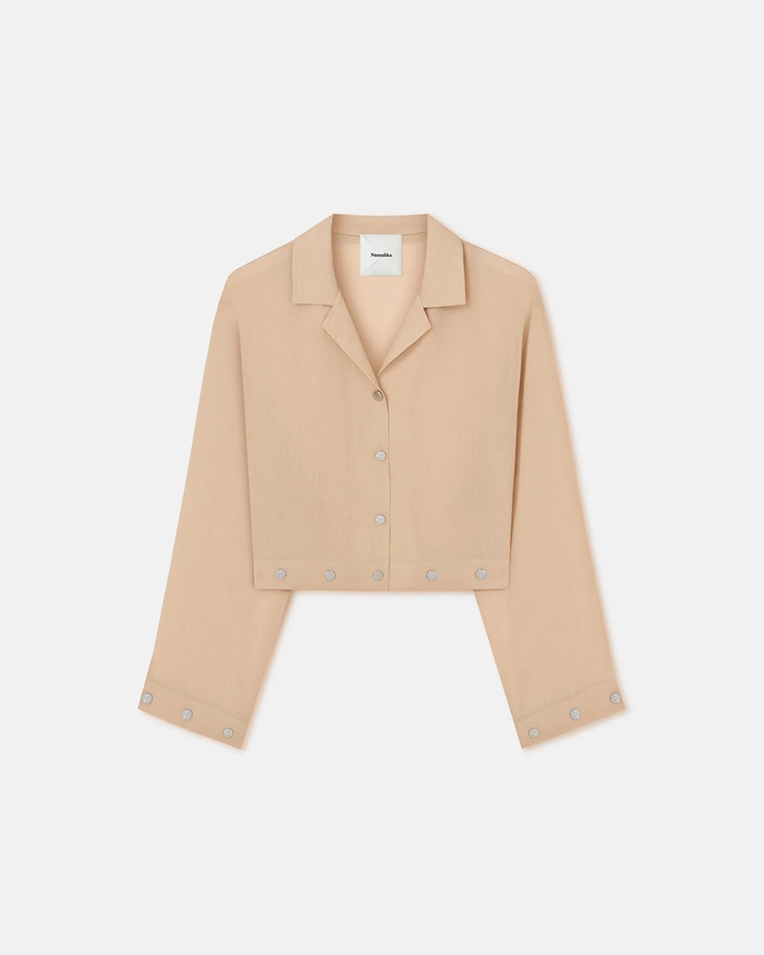 Vally - Studded Cropped Gauze Shirt - Wax sold by Nanushka