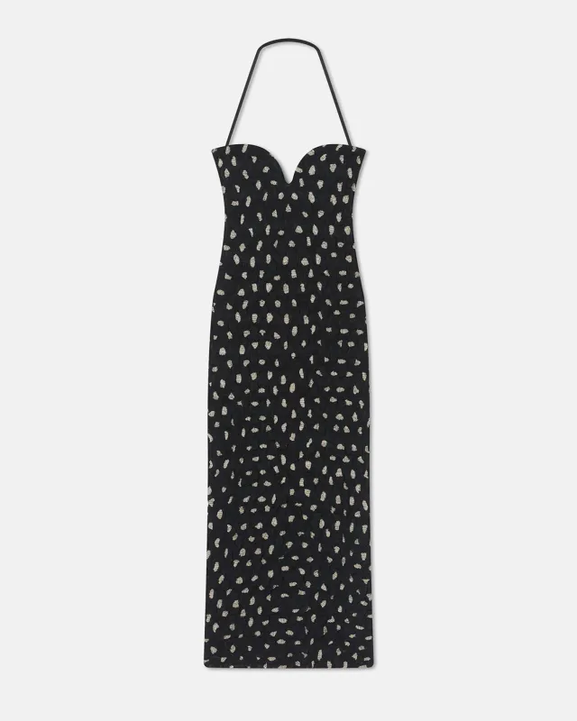 Haylen - Seersucker Tech Chiffon Midi Dress - Polka sold by Nanushka