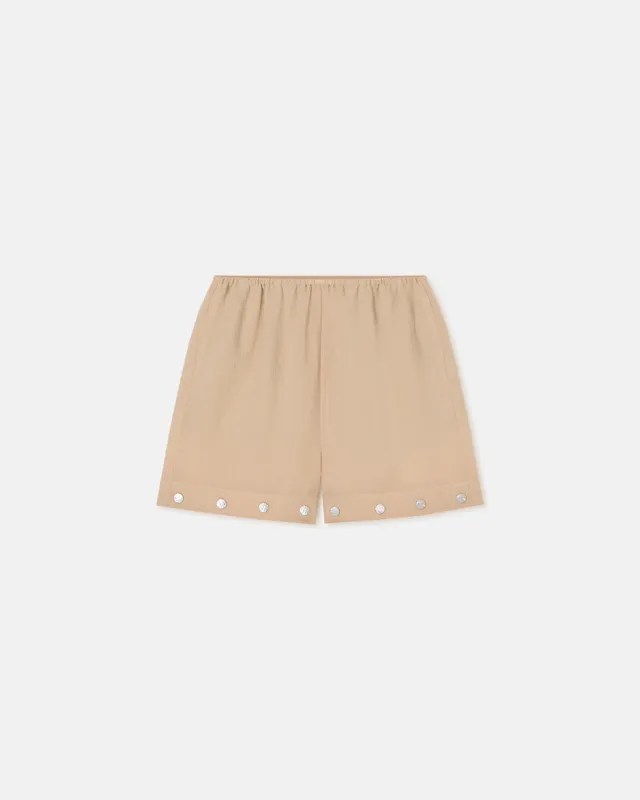 Dylla - Studded Gauze Shorts - Wax sold by Nanushka