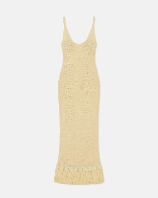 Alona - Knitted Midi Dress - Dusty Yellow sold by Nanushka