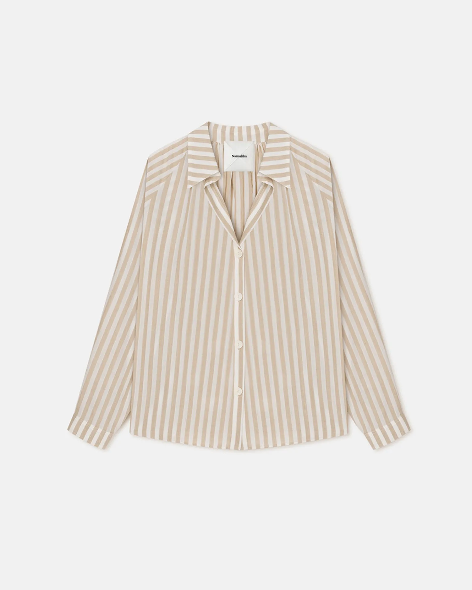 Ada - Striped Linen Shirt - Beige sold by Nanushka