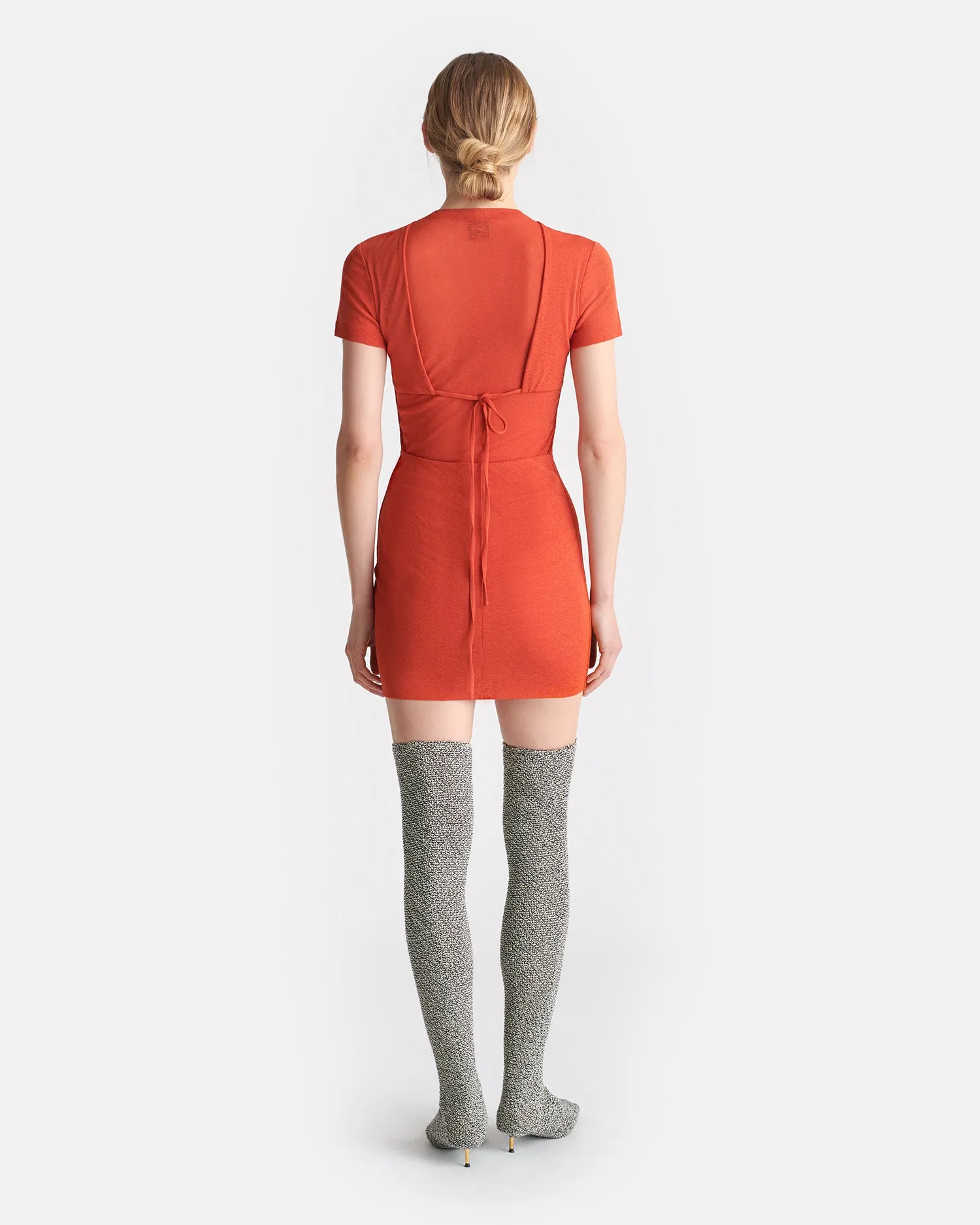 Daina - Open-Back Mesh-Jersey Mini Dress - Red Orange sold by Nanushka product image thumbnail 2