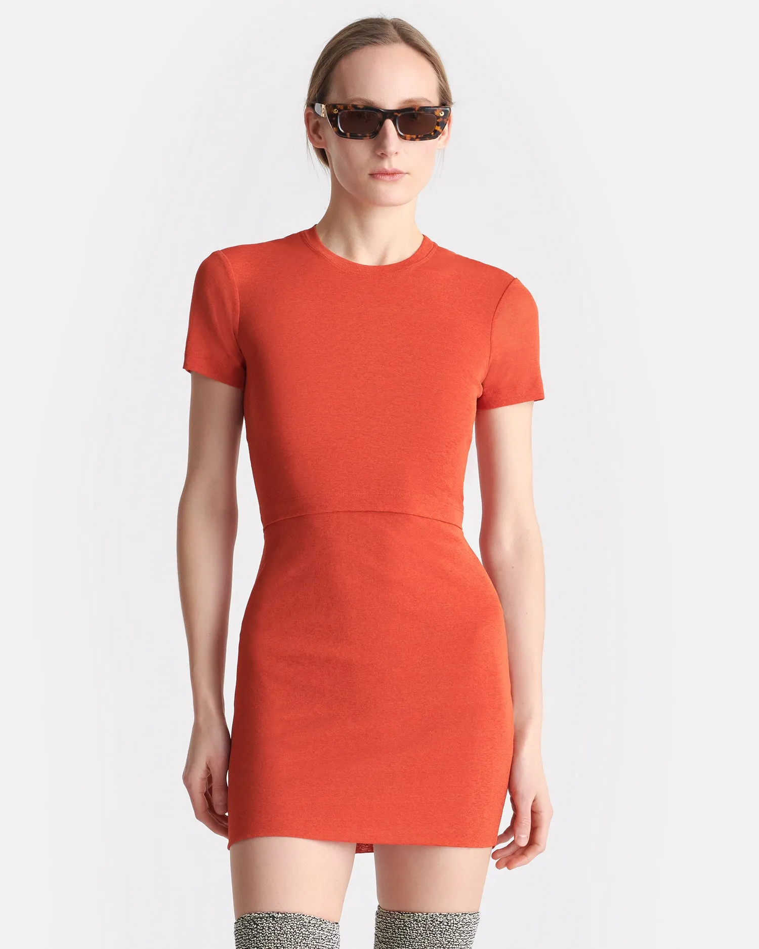 Daina - Open-Back Mesh-Jersey Mini Dress - Red Orange sold by Nanushka product image thumbnail 3