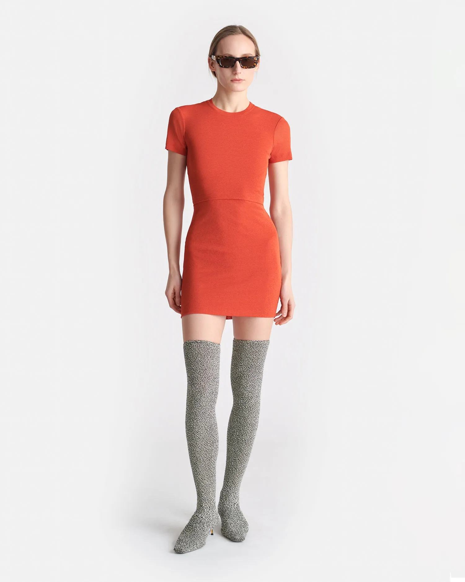 Daina - Open-Back Mesh-Jersey Mini Dress - Red Orange sold by Nanushka