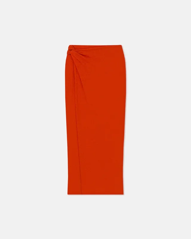 Nesse - Draped Mesh Jersey Skirt - Red Orange sold by Nanushka