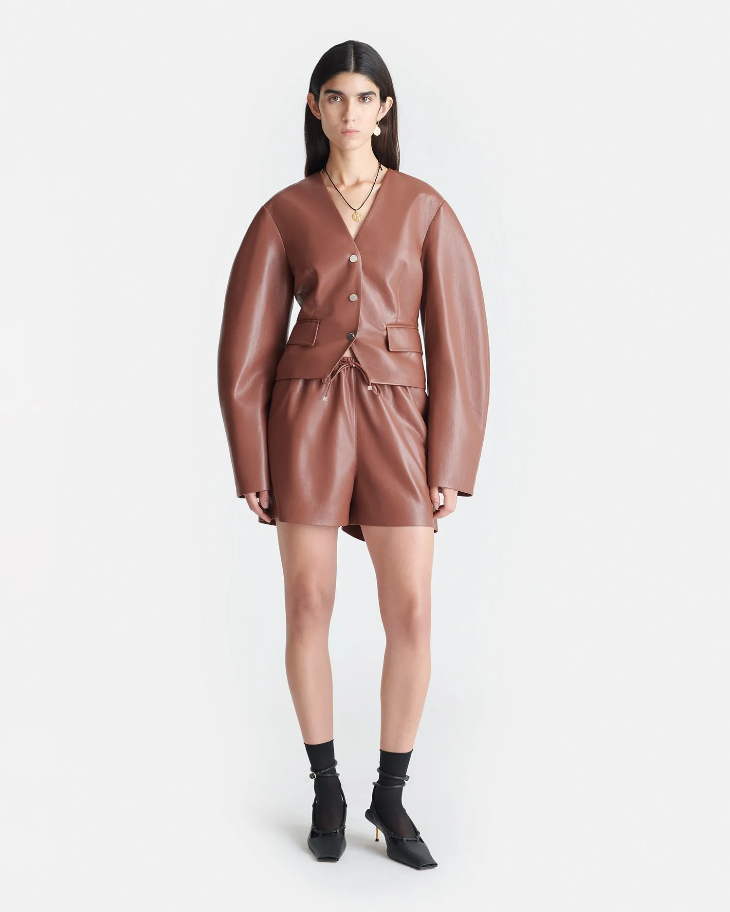 Kiyo - Okobor™ Alt-Leather Blazer - Henna sold by Nanushka product image thumbnail 2