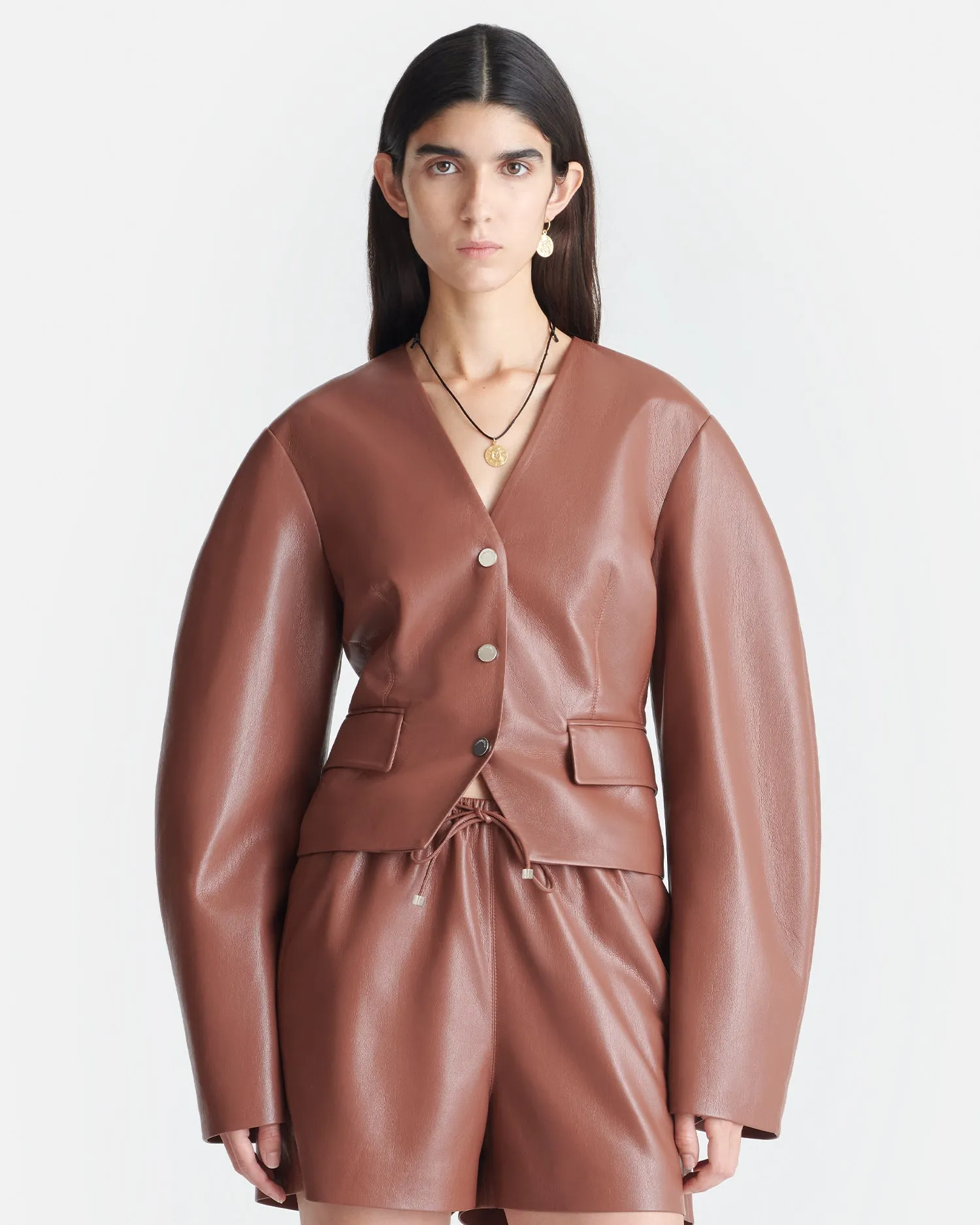 Kiyo - Okobor™ Alt-Leather Blazer - Henna sold by Nanushka