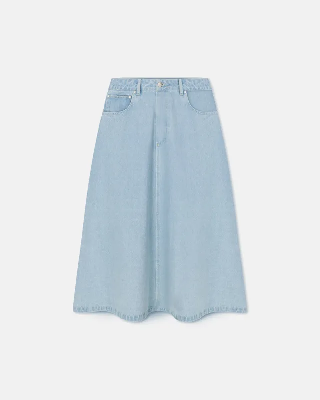Cintia - Denim Midi Skirt - Eco Bleach sold by Nanushka