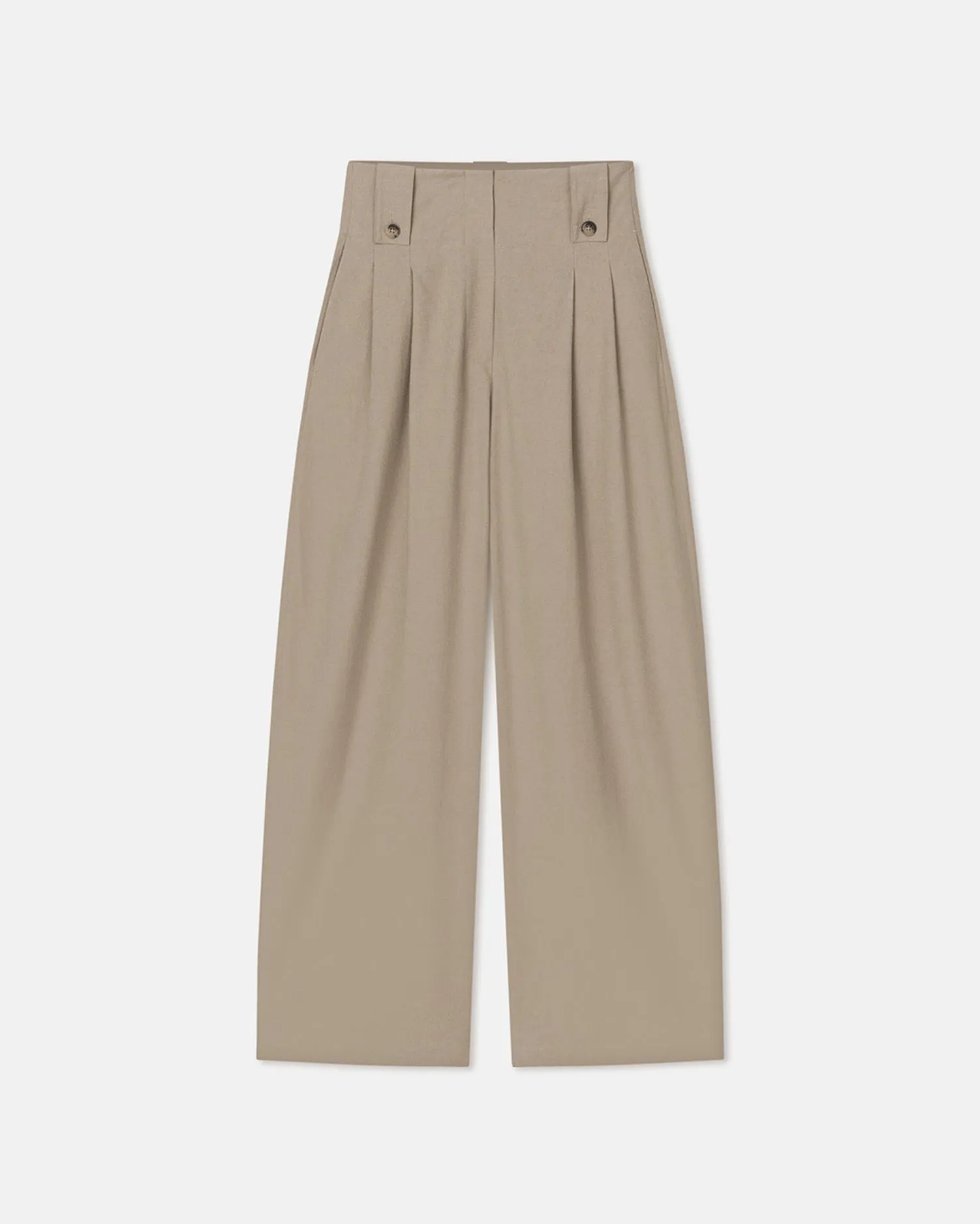 Jenci - Pleated Wide-Leg Raw Silk Pants - Sand Grey sold by Nanushka