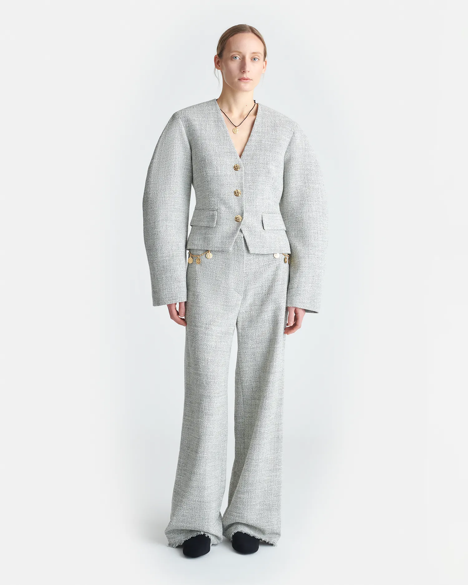 Kiyo - Mouline Tweed Blazer - Black/White sold by Nanushka product image thumbnail 2