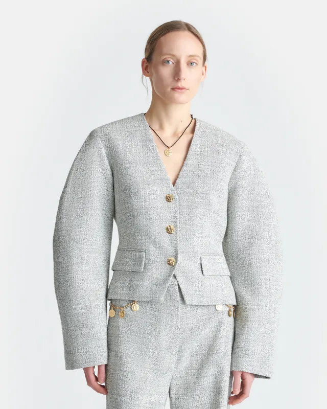 Kiyo - Mouline Tweed Blazer - Black/White sold by Nanushka