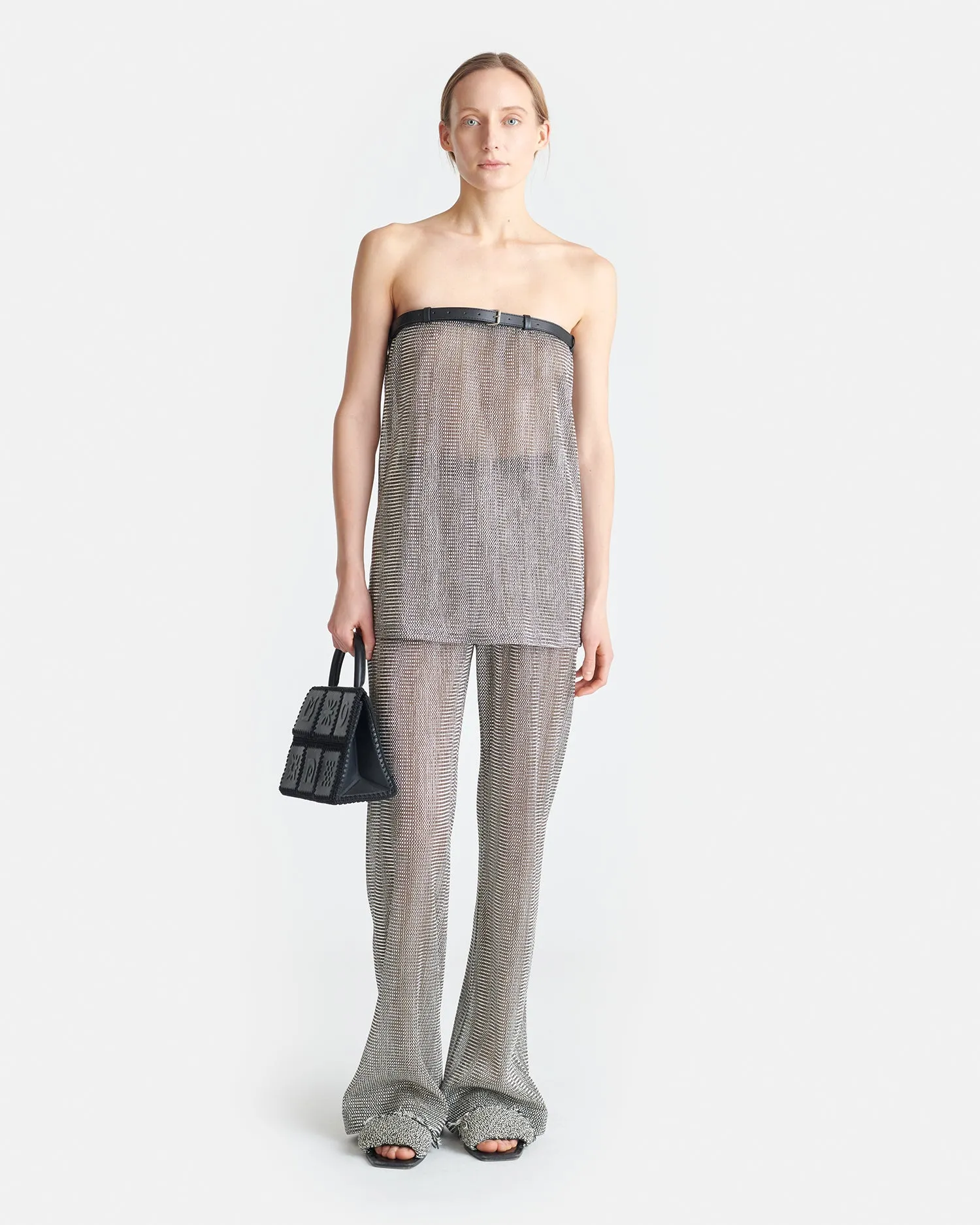 Gilma - Leather-Trimmed Metallic Top - Silver/Black sold by Nanushka product image thumbnail 2