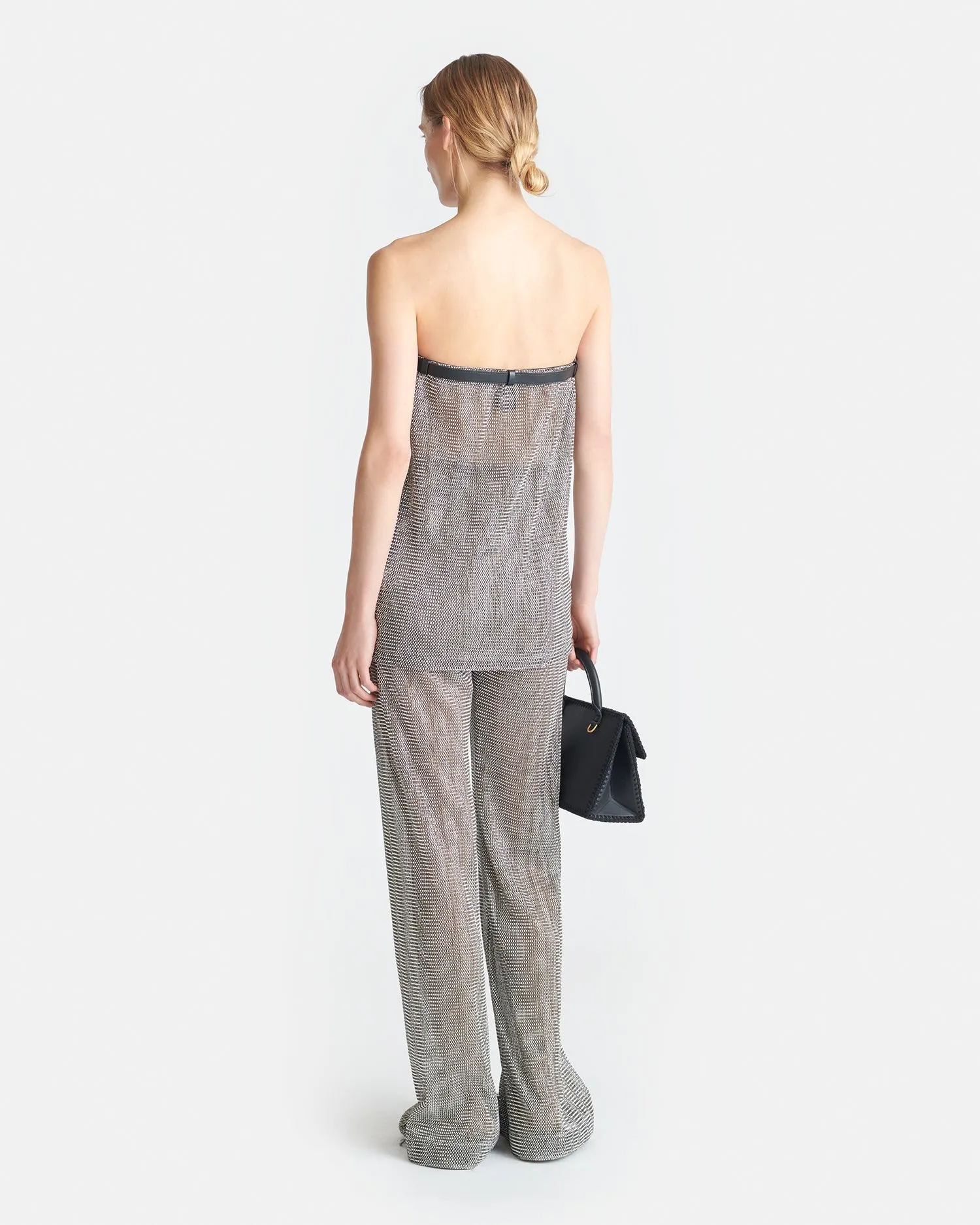 Gilma - Leather-Trimmed Metallic Top - Silver/Black sold by Nanushka product image thumbnail 3