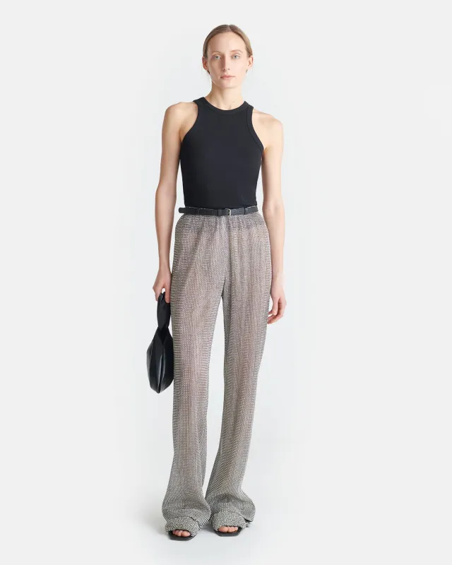 Maglie - Leather-Trimmed Metallic Pants - Silver/Black sold by Nanushka