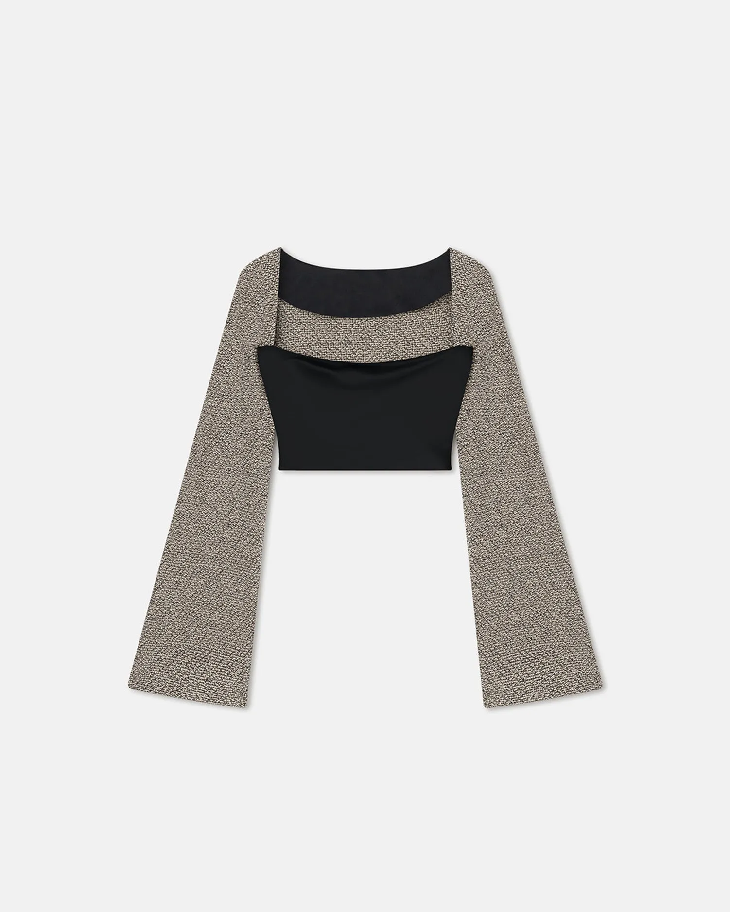 Tasula - Slip Satin and Loopback Cotton Top - Black/Mouline sold by Nanushka product image thumbnail 4