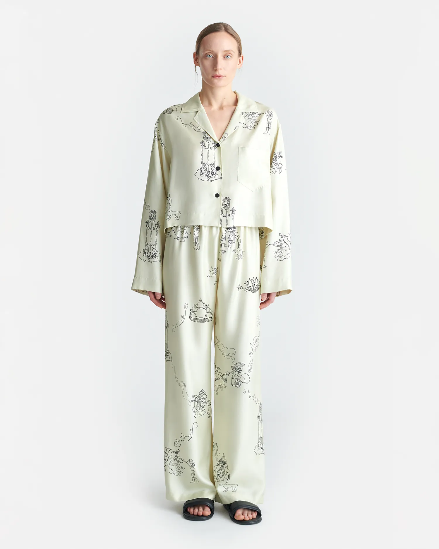 Brenda - Printed Silk Twill Pants - Folktale sold by Nanushka