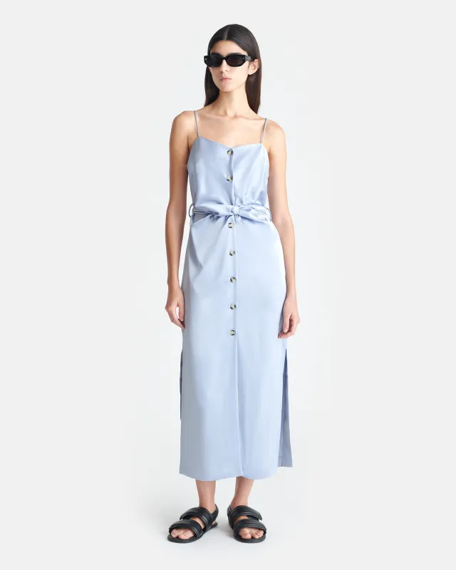 Sayan - Draped Slip Satin Midi Dress - Ice Blue sold by Nanushka