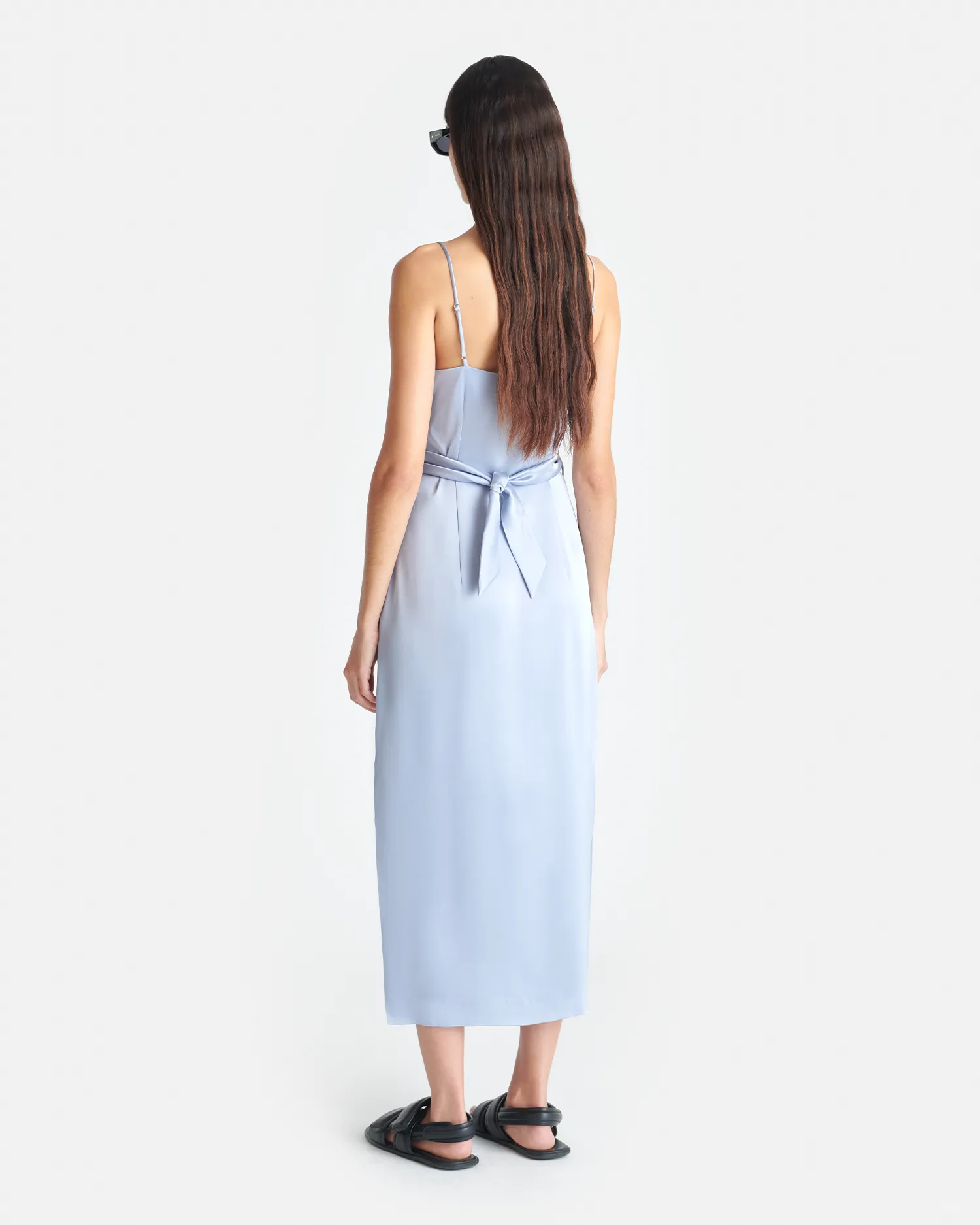 Sayan - Draped Slip Satin Midi Dress - Ice Blue sold by Nanushka product image thumbnail 2