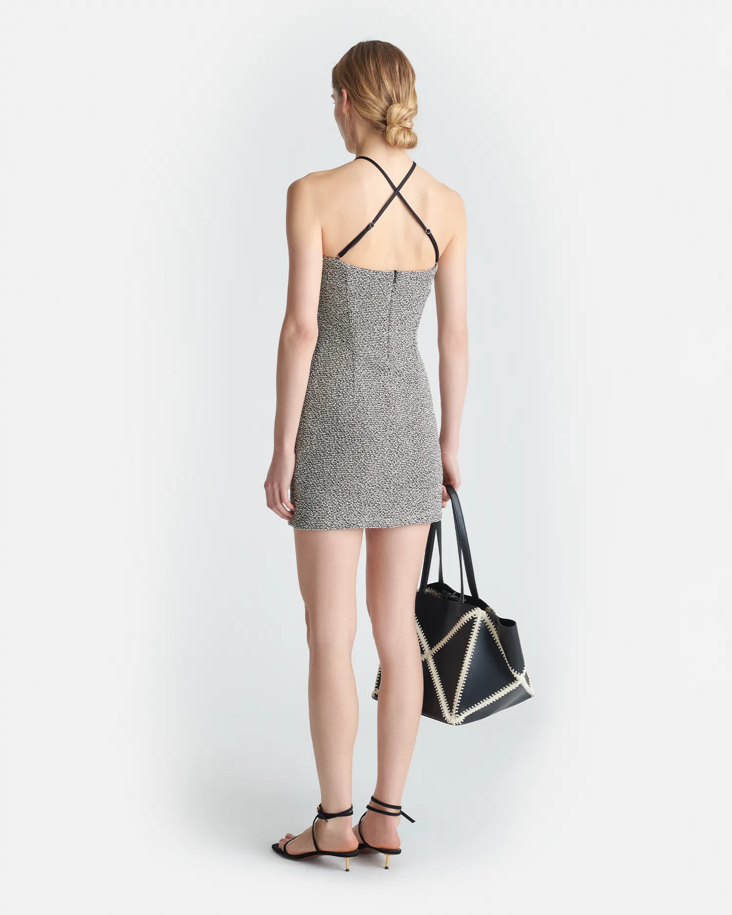 Rois - Loopback Cotton Mini Dress - Black/Creme Mouline sold by Nanushka product image thumbnail 3