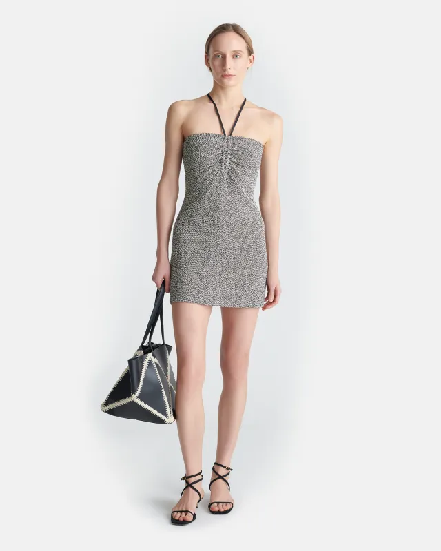 Rois - Loopback Cotton Mini Dress - Black/Creme Mouline made by Nanushka