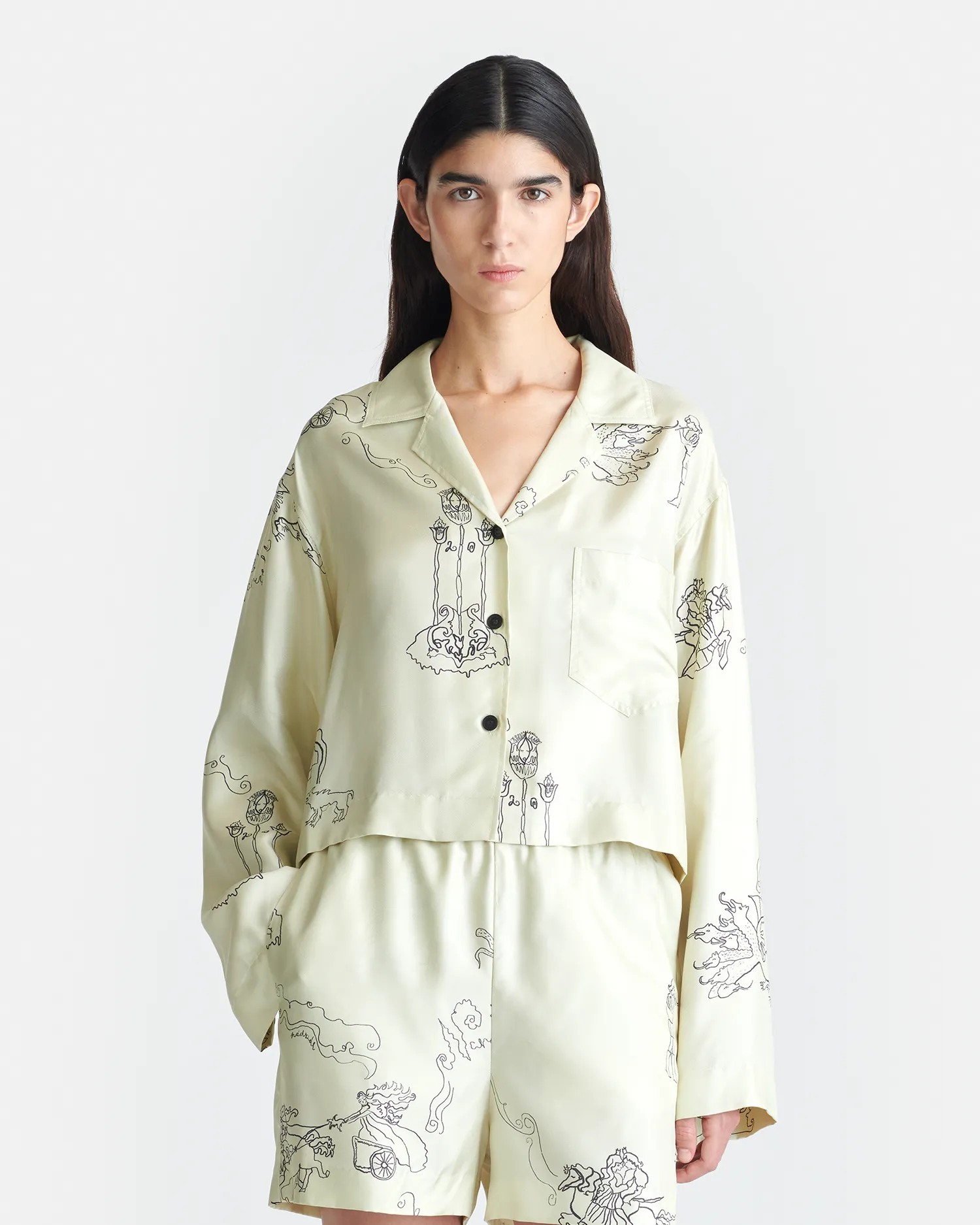 Vally - Cropped Silk Twill Shirt - Folktale sold by Nanushka