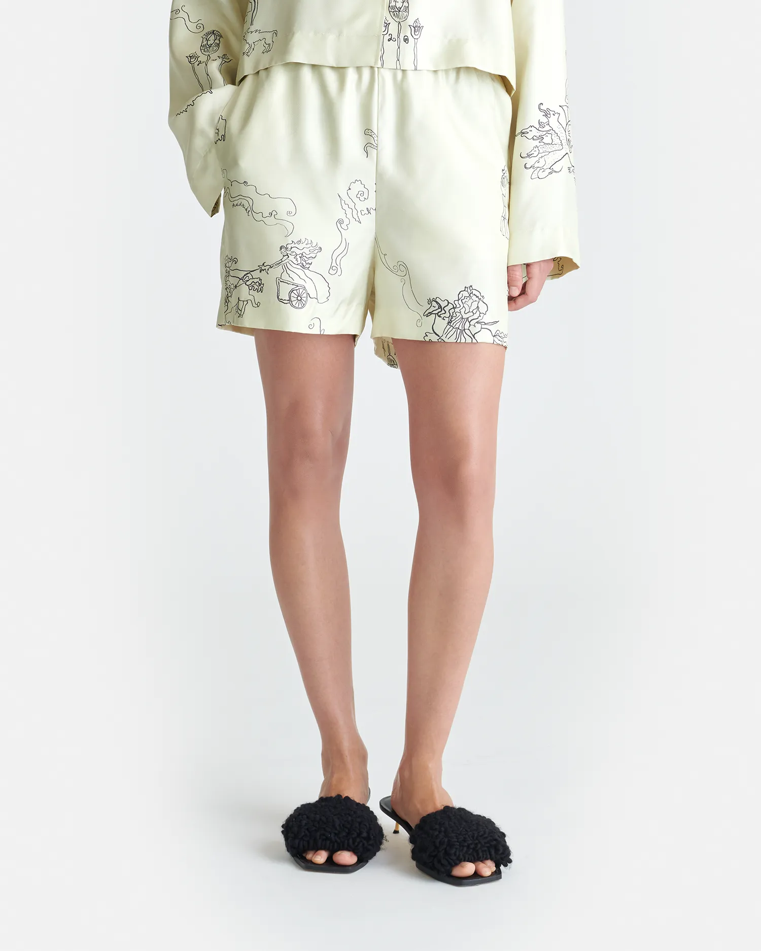 Dylla - Printed Tailored Silk Twill Shorts - Folktale sold by Nanushka product image thumbnail 2