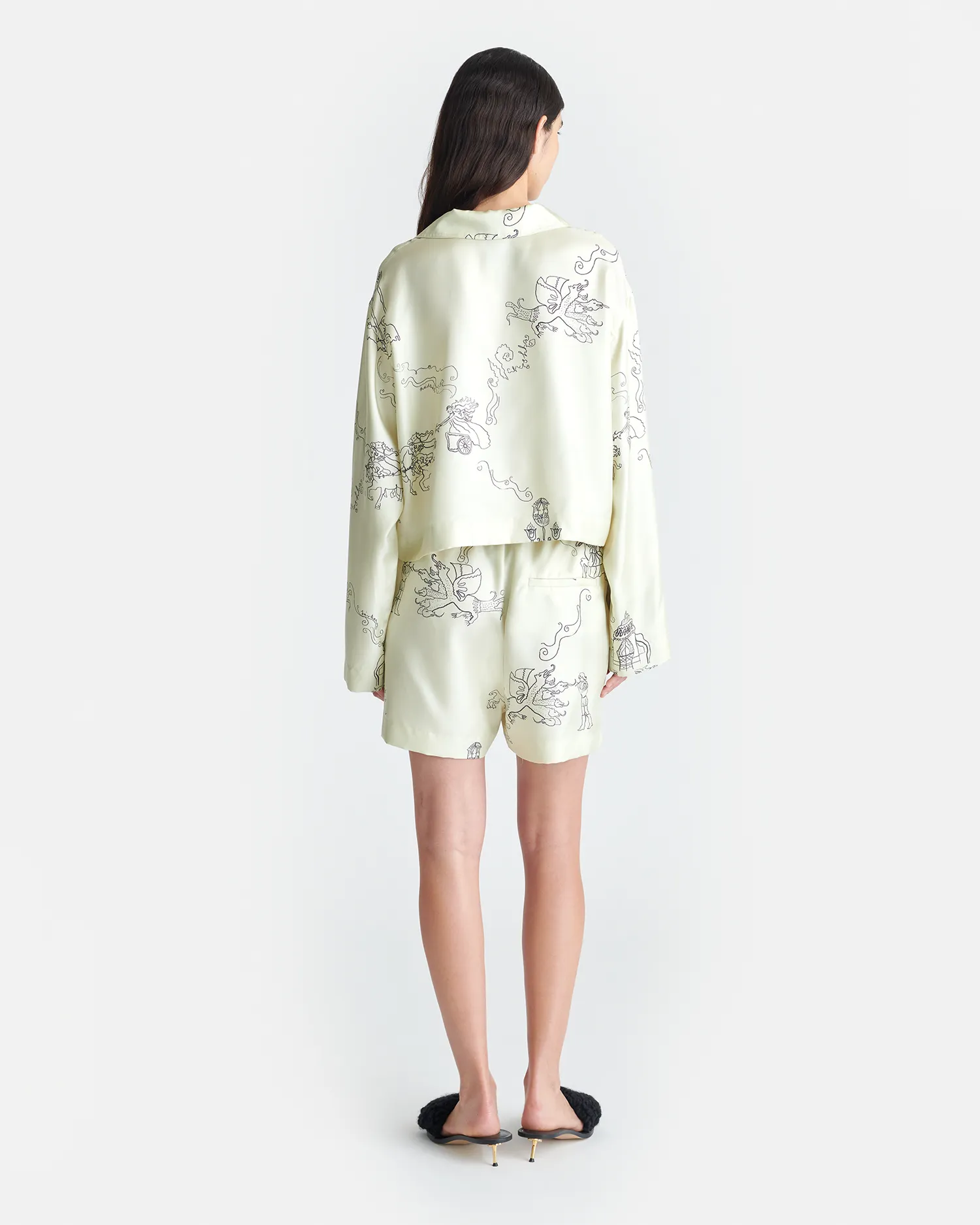 Dylla - Printed Tailored Silk Twill Shorts - Folktale sold by Nanushka product image thumbnail 3