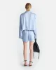 Vally - Cropped Slip Satin Shirt - Ice Blue sold by Nanushka