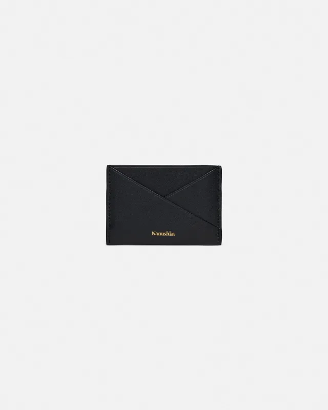 Origami - Leather Cardholder - Black/Moonbeam made by Nanushka