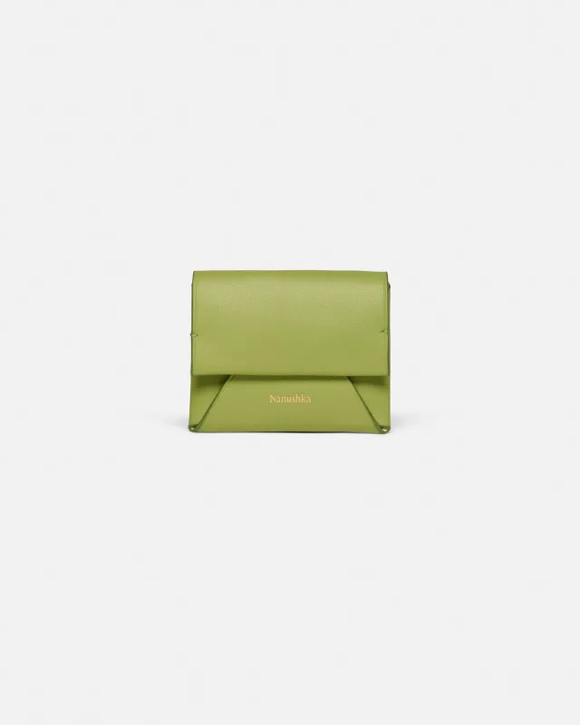 Folded - Leather Cardholder - Lime/Moonbeam sold by Nanushka