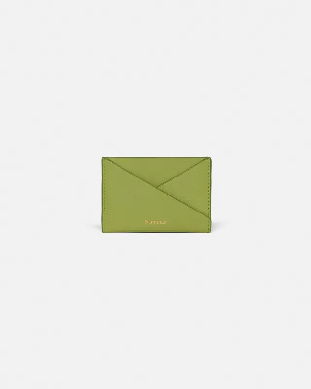 Origami - Leather cardholder - Lime/Moonbeam made by Nanushka