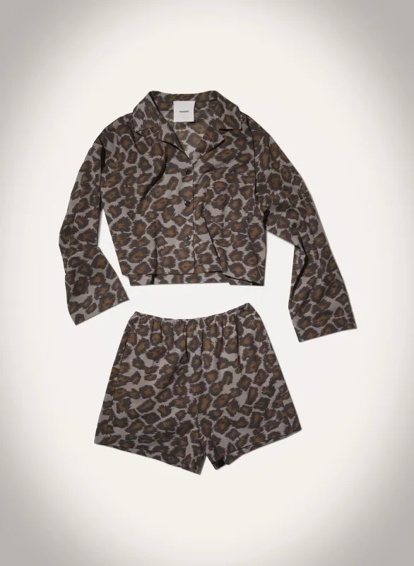 Dylla - Printed Tailored Cotton Voile Shorts - Crayon Ocelot sold by Nanushka